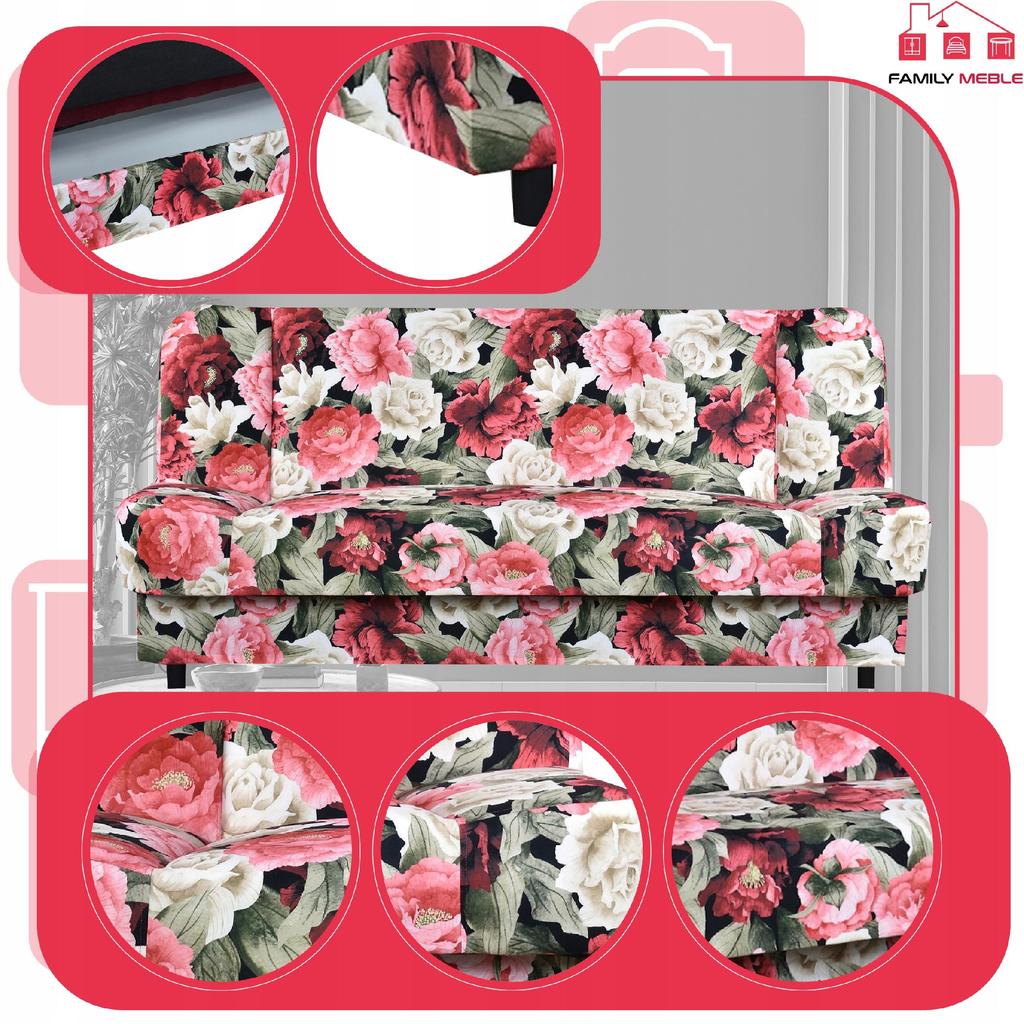 Kanapa sofa Sara Print rozkładana wersalka spania bonell łóżko Family meble 