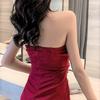 ISLAYCAOLILA CN6 Mylene Dress Size Perfect for or Party Features a Sleeveless Gathered and a Matching Women's (Wine Red, L) - Cabaret, Mini, Club,