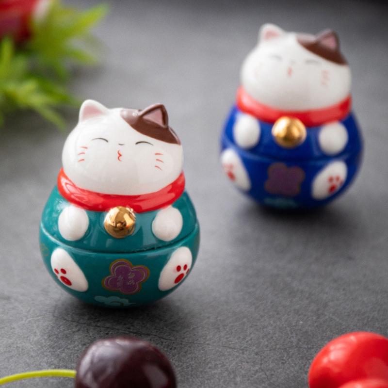 Japonský keramický hrnek pro štěstí Kočka Daruma řemesla Kreslené ozdoby Kočka pro štěstí Krajina Domácí dekorace Soška Kočky pro štěstí Figurky