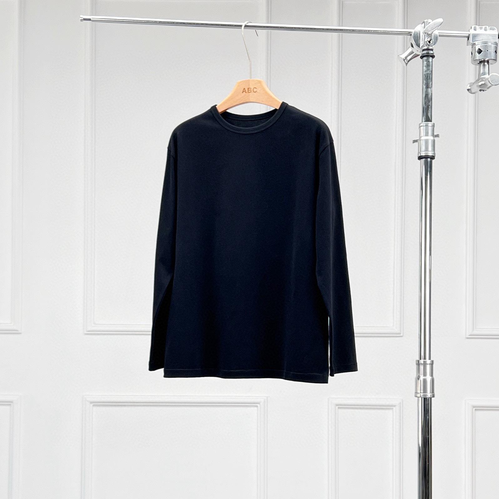 

Весна/Лето 2025 Женская футболка из текстурированного хлопка с круглым вырезом и длинным рукавом (Черно-белый) - Стиль LST029 Large чёрный