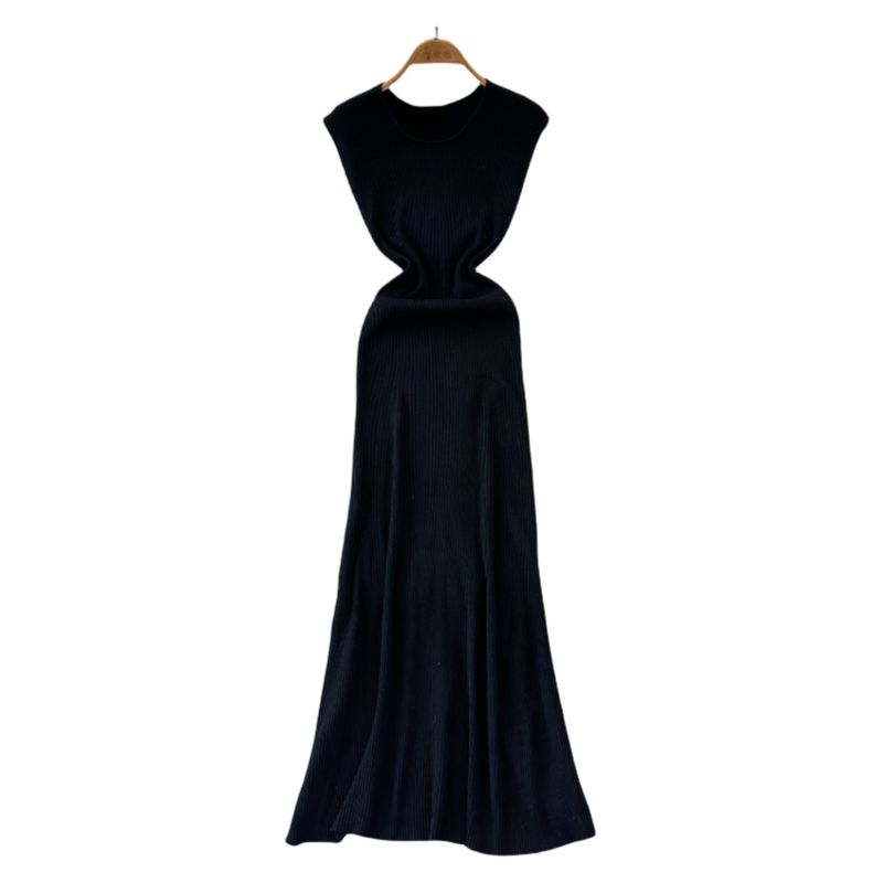 2024 Summer New Arrival Temperament Crew Neck Sleeveless Stretch Waist Hip-Lifting Knitting Dress Mermaid Dress Sheath Dress for Women