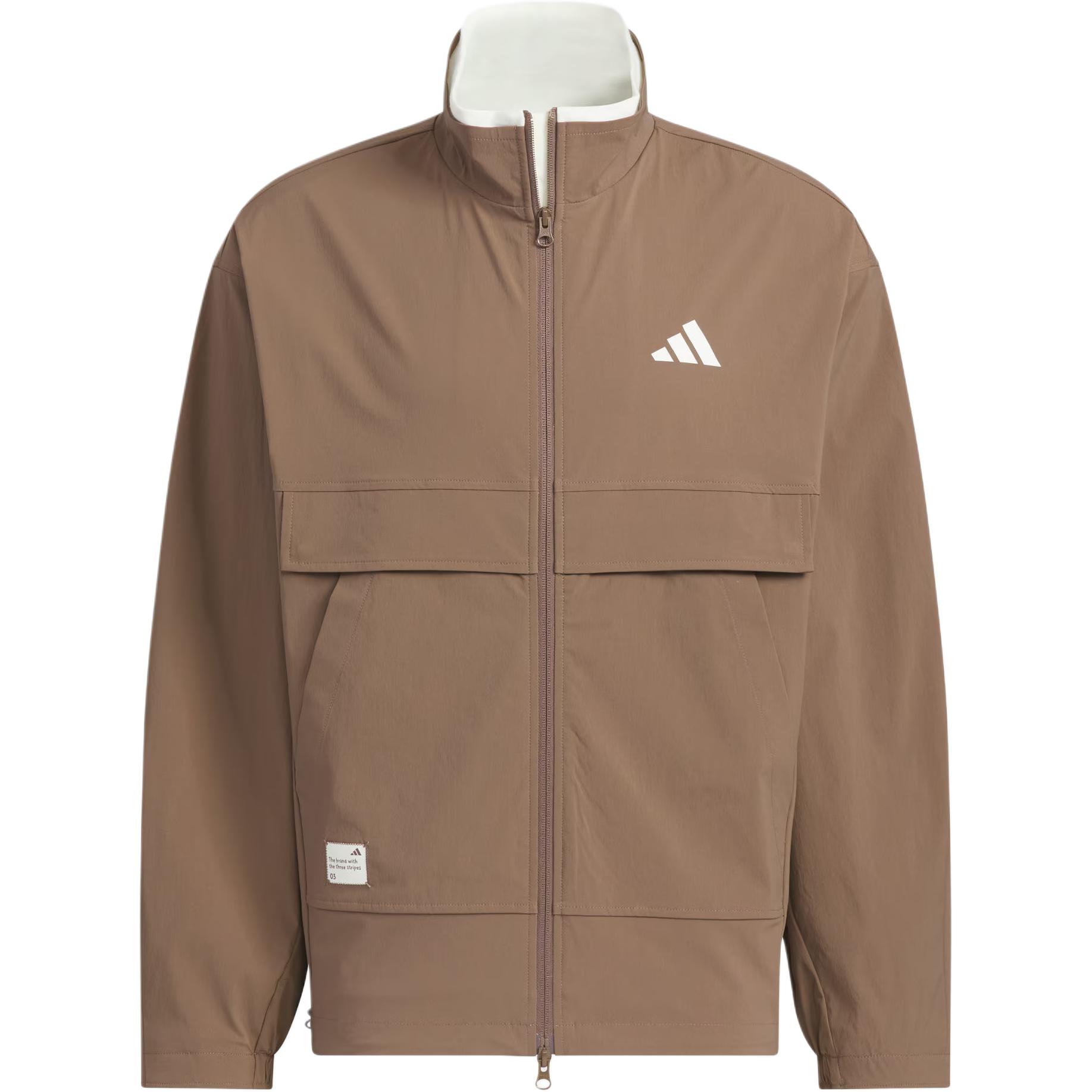 

Adidas FW24 тканая куртка с маленьким логотипом серии для активного отдыха, повседневная свободная куртка с длинным рукавом, мужская куртка темно-коричневого цвета JM3407 XS