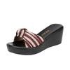 6cm 8cm 11cm Big Small Size 32-43 Comfortable Thick Bottom Platform Wedges Slippers 2025 Stripe Shoes Women Slippers Office Mom