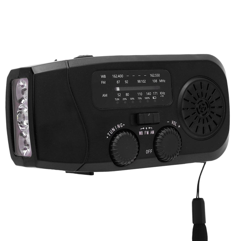Solar Hand Crank Radio 2000mAh Battery AM FM WB Emergency Weather Radio with LED Flashlight for Outdoor Camping Hiking