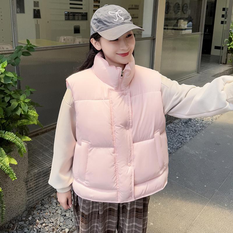 Down Cotton Clothes Vest Women's Autumn and Winter New Loose Cotton Vest Solid Color Cotton Clothes Vest Jacket