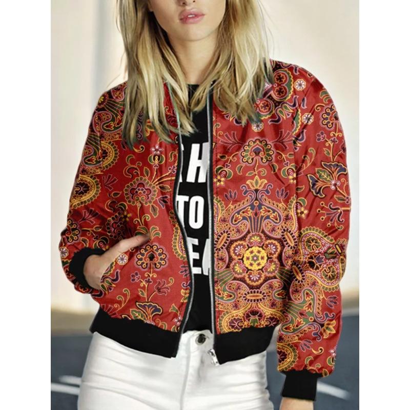 

Tooxika женская осенне-зимняя новинка с принтом, длинное короткое пальто, женская куртка на молнии с карманом XL красный