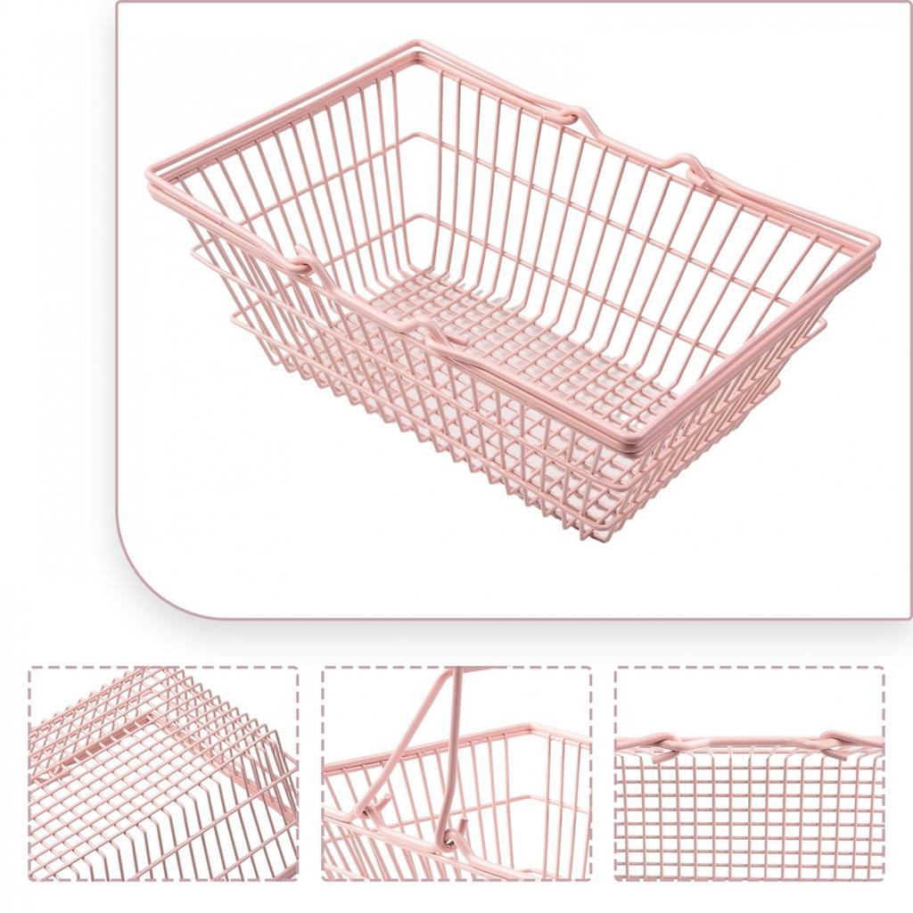 Rack Storage Basket Pink Desktop Finishing Cosmetics Jewelry Organizer