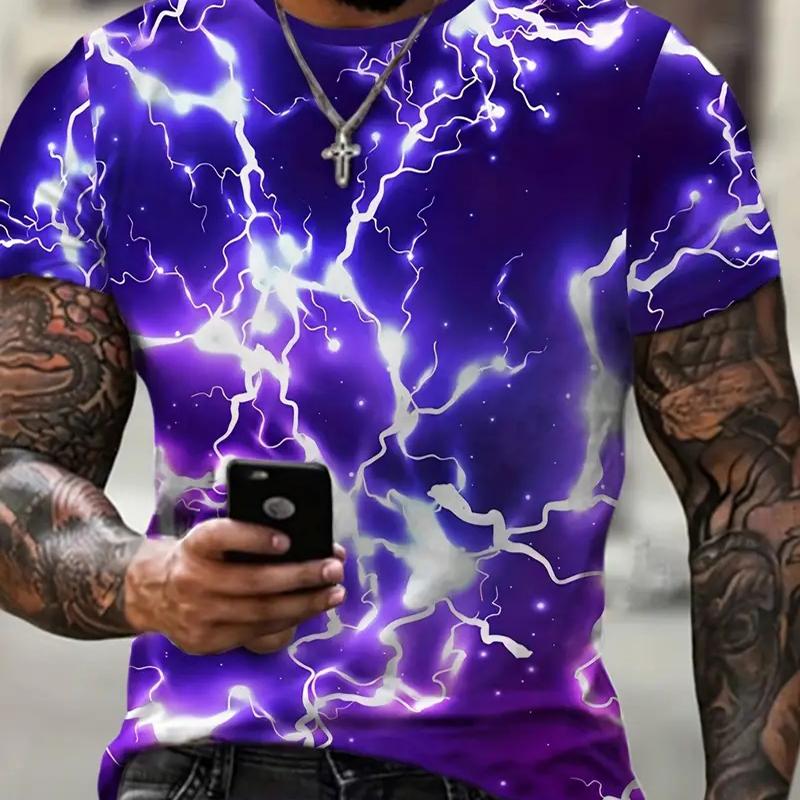 New Summer Men's Fashion T-shirt Personality Lion Printed Men's T-shirt Top