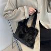 Plush Shoulder Bag Cute Hand Bag Solid Color Tote Bag  Autumn Winter