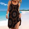 Women's Beach Dress Mini Dress  Retro Puzzle Print Casual Modern Dress Sleeveless Loose Fit Outdoor Daily Summer