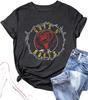Rock Music Bleached T-Shirt Women Vintage Graphic Rock Concert Band Tee Tops Casual Band Music Lovers T-Shirt