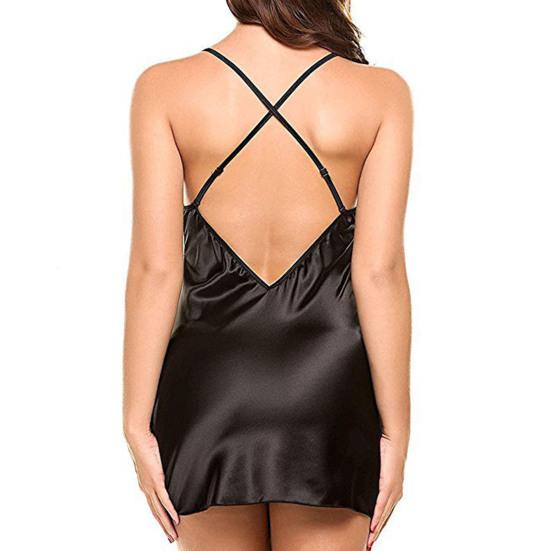 Stilvolles Nachtwäsche-Kleid mit Sling-Rücken und Kreuz für Damen, sexy, schlankes Robe-Kleid für Dating