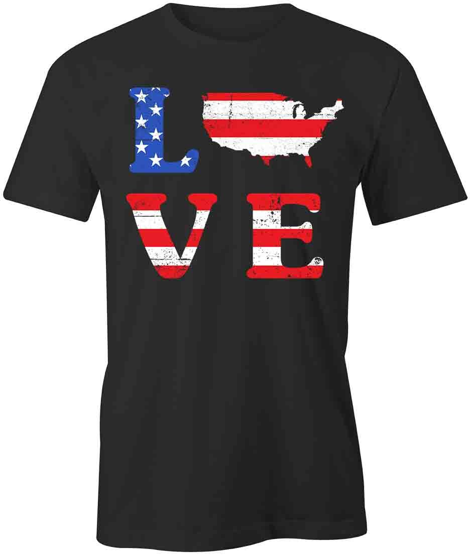 LOVE AMERICAN FLAG TShirt Tee Short-Sleeved Cotton CLOTHING USA S1BSA32 XXL