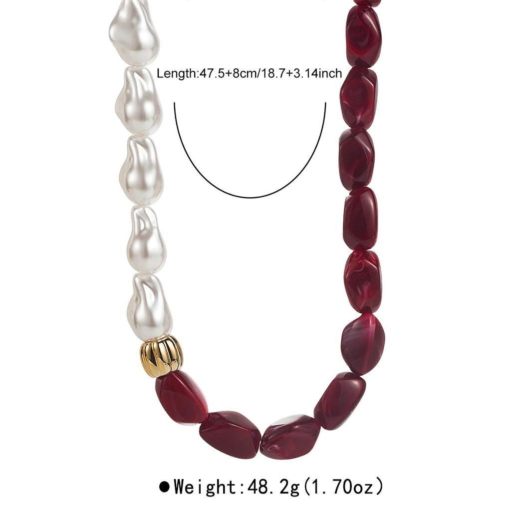 Women French Vintage Baroque Pearl Necklace Special Shape Elegant Temperament Colorful Resin Clavicle Chain Fashion Jewelry