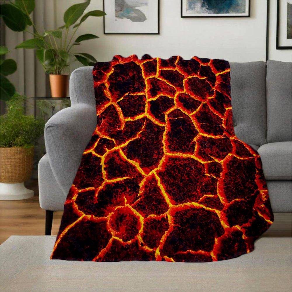 Lava Texture Print Fabric for DIY ProjectsBlanket Flannel Throw Blanket for Sofa, Bed, Travel, Camping, Office, Couch, Chair, And Bed Gift F