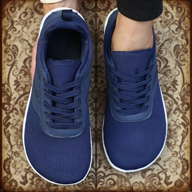 Men’S Sneakers Wide Toe Barefoot Shoes Breathable Stylish Minimalist Flat Shoes Summer Lightweight Non Slip Hook Loop Mesh Shoe