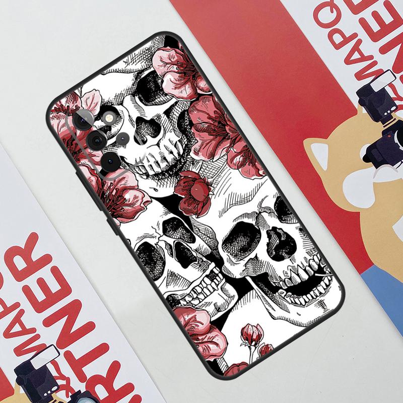 Gothic Floral Skull Case For Samsung Galaxy A52 A32 A12 A56 A36 A16 A13 A23 A33 A53 A54 A34 A14 A15 A35 A55 A17