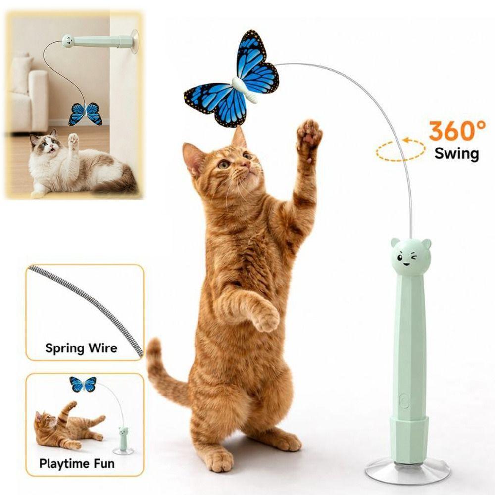 Elektrisches Drehendes Elektrisches Schmetterling Katzen Spielzeug Saugnapf Basis Automatisches Katzen Spielzeug Haustier Geschenke