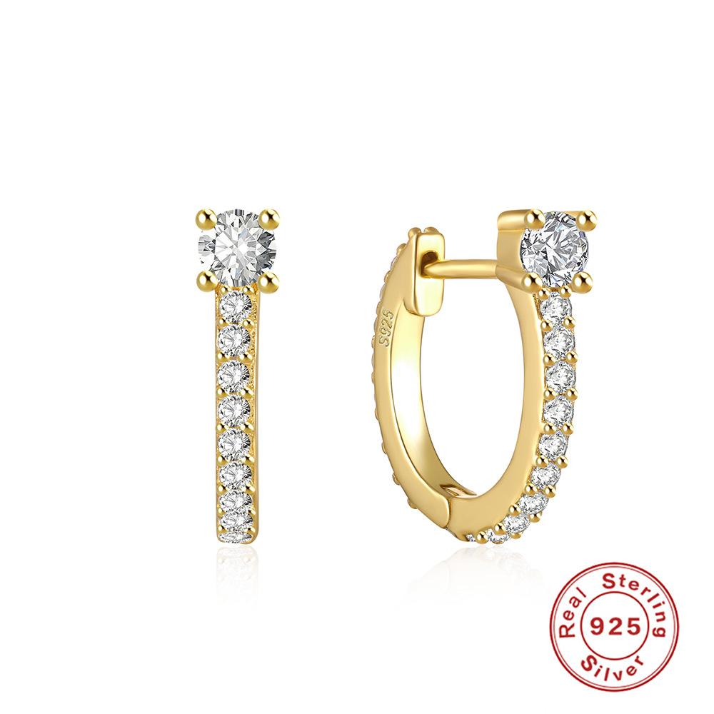 Stylish And Simple Ins Wind S925 Sterling Silver Earrings U-Shaped Fashionable Row Diamond Four-Claw Earrings Earrings