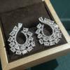 Popular Luxury Full Diamond Earrings With Feminine Style and Fashion Korean Version Personalized Leaf Set Zircon Earrings