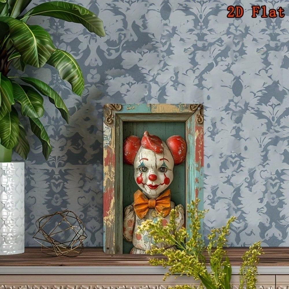 Vintage Clown Tin Sign Retro Circus Metal Art Garage Bar Decor 8x12
