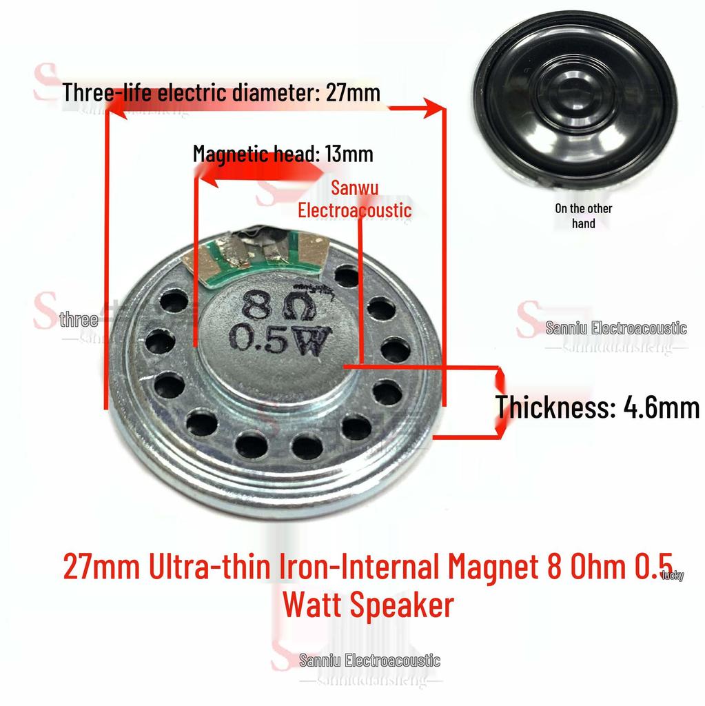 2.9cm Round Ultra-Thin Mylar Speaker, 8 Ohm, 0.5W, with Internal Magnet for Toys