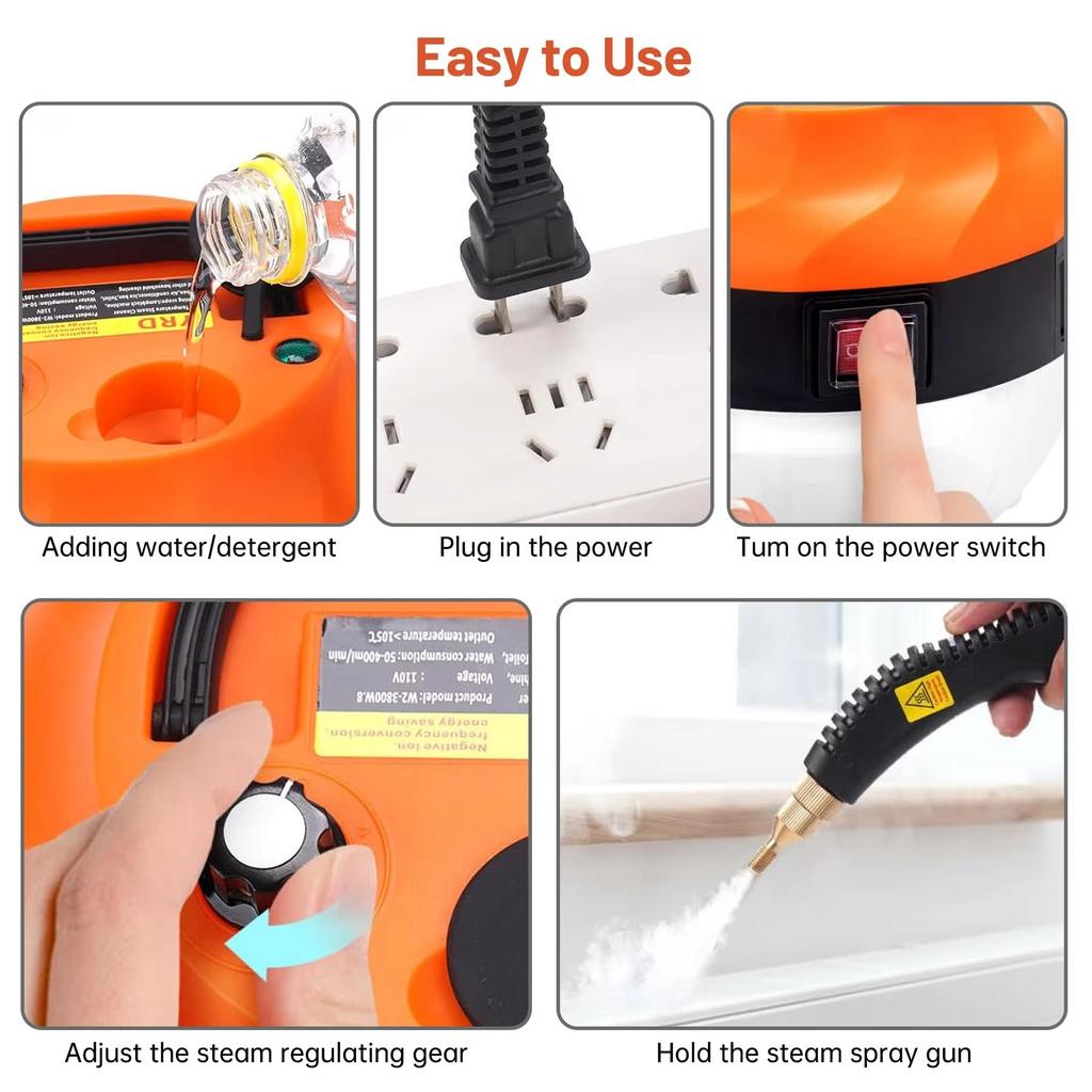 Limpiador de Vapor de Alta Temperatura – Tanque Grande para Campanas de Cocina, Limpieza de Coches, Esterilización y Uso Doméstico Resistente a Ácidos