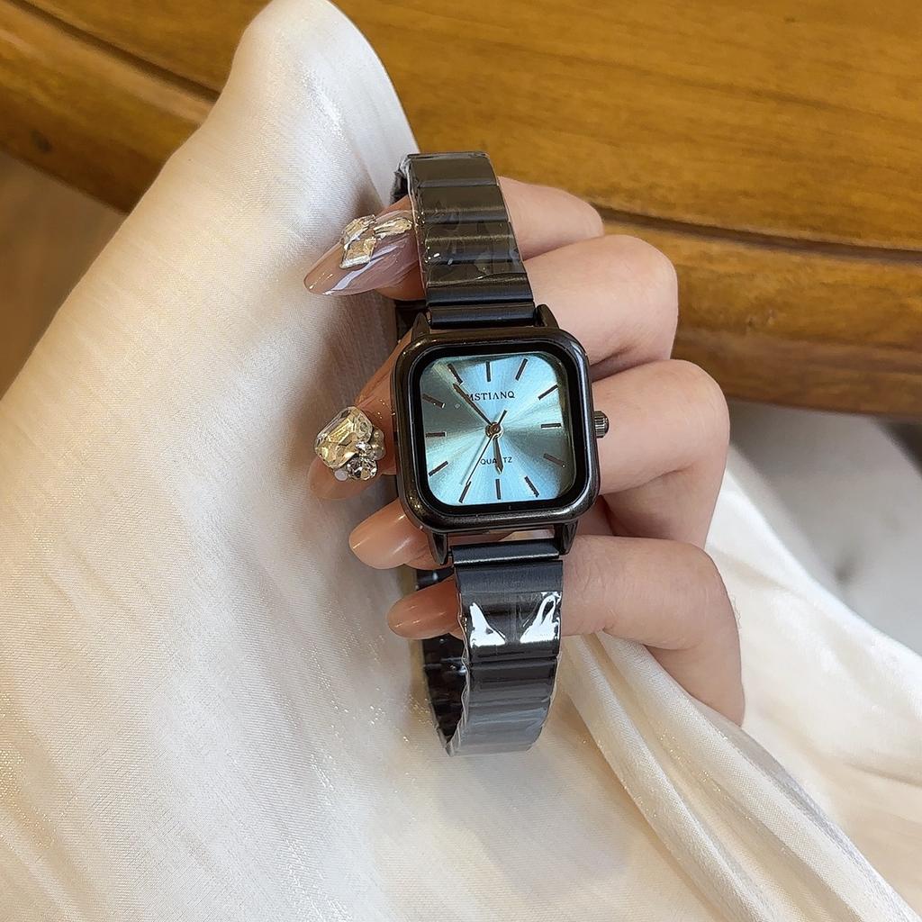 Brand Black Watch for Women Luxury Gift Fashion Quartz Watches Simple Square Dial Exquisite Ladies Wristwatches
