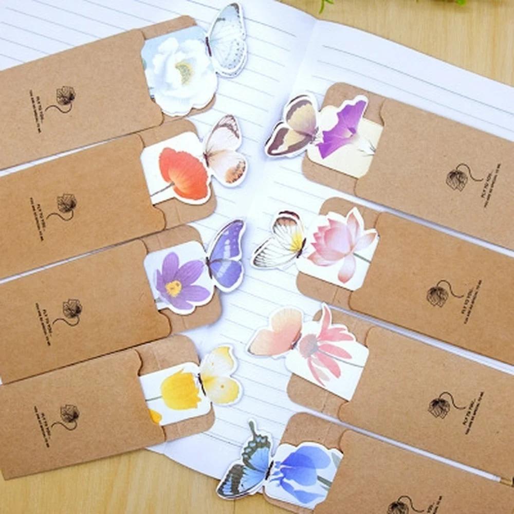 8pcs/set New Cute Butterfly Kraft Bookmarks for Books Markers Holder School Cute Gift