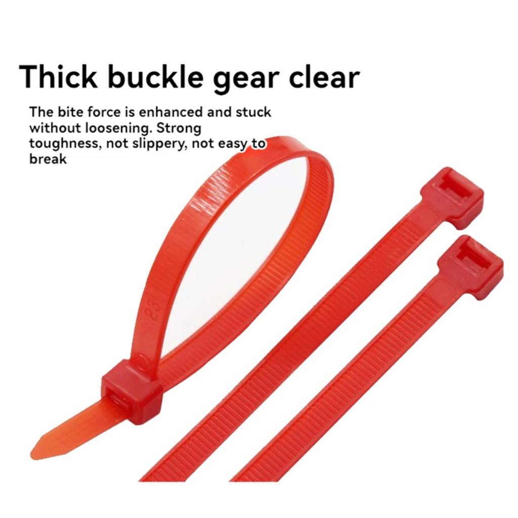 100 Pieces Black Red 4x200mm Cable Ties Fastening Rings Reusable Cable Zipper Ties Removable Multifunctional Anti-Corrosion Ties