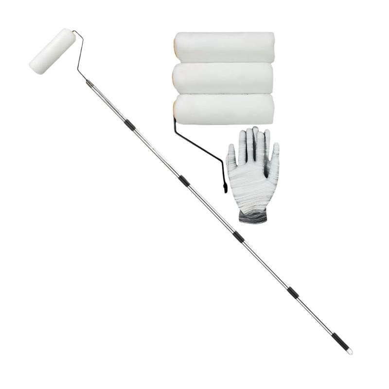 67 Inch Metal Paint Roller Extension Handle With 9 Inch Thick Fiber Sleeve For Consistent Wall Painting