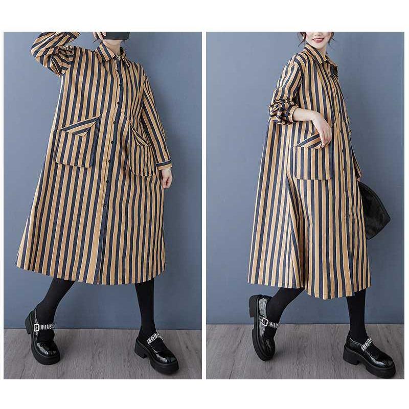 Kleines Taschenloses Freizeit-Hemd Rock, Modisches und Vielseitiges Gestreiftes Kleid