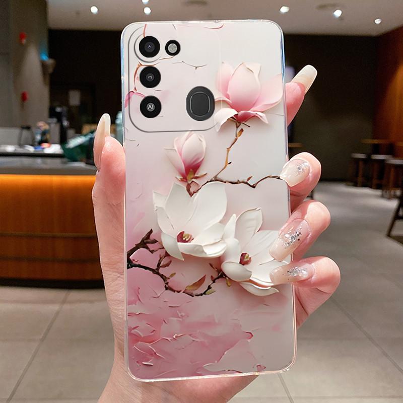 Back Cover For Tecno Spark 8C Case Clear Luxury Fashion Aesthetic Butterfly Flower Soft TPU Silicone Phone Case Tecno KG5k KG5j