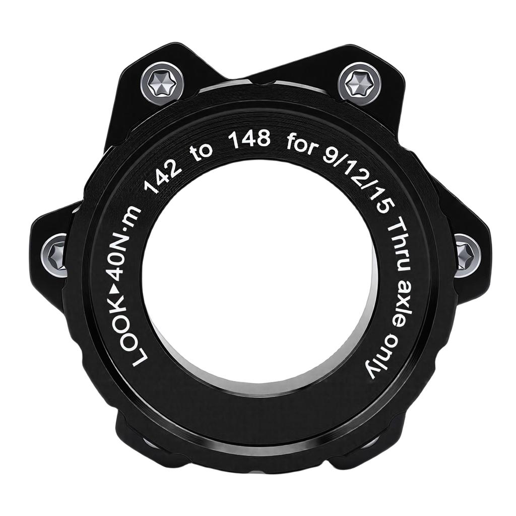 Bike Center Lock Adapter 142mm To 148x12mm Center Lock To 6 Bolt Adapter for 12mm Thru Hub Axles Black