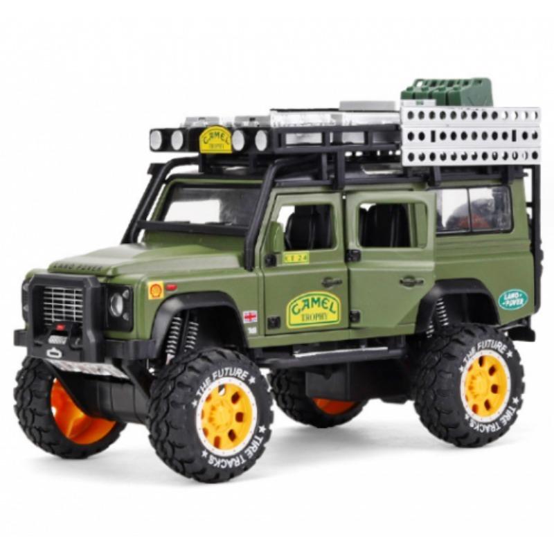 

1/28 масштаб Camel Trophy Land Rover Defender Off Road литая модель игрушечной машинки для детей 1/28-Size:18.6*8.6*11.2cm зелёный