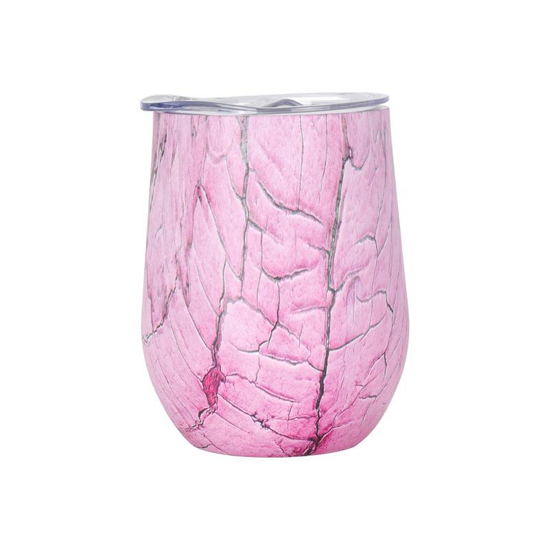 12oz Egg Shaped Wine Tumbler Double Wall 304 Stainless Steel Insulated Beer Coffee Cup with Splash Lid
