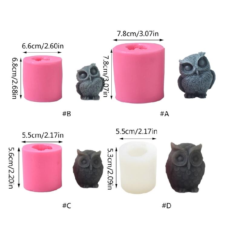 3D Owl-Shape Silicone Mold Cute Bird Scented Candle Epoxy-Casting Mold Candle