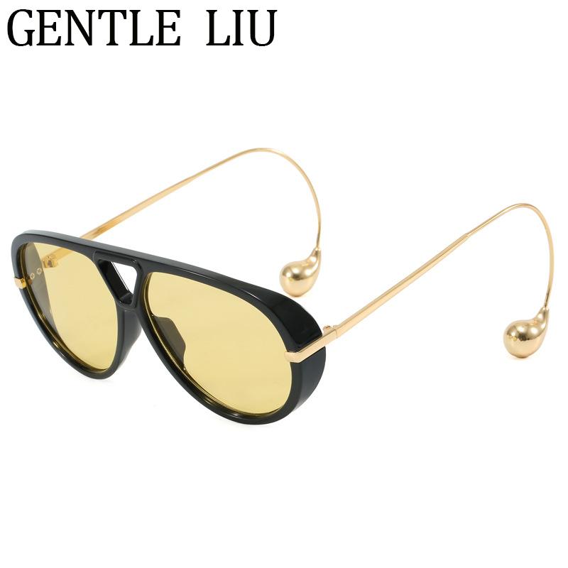 Oversized Pilot Oval Punk Sunglasses Women 2026 Luxury Vintage Big Frame Double Beam Sun Glasses For Lady Outdoor Eyewear UV400