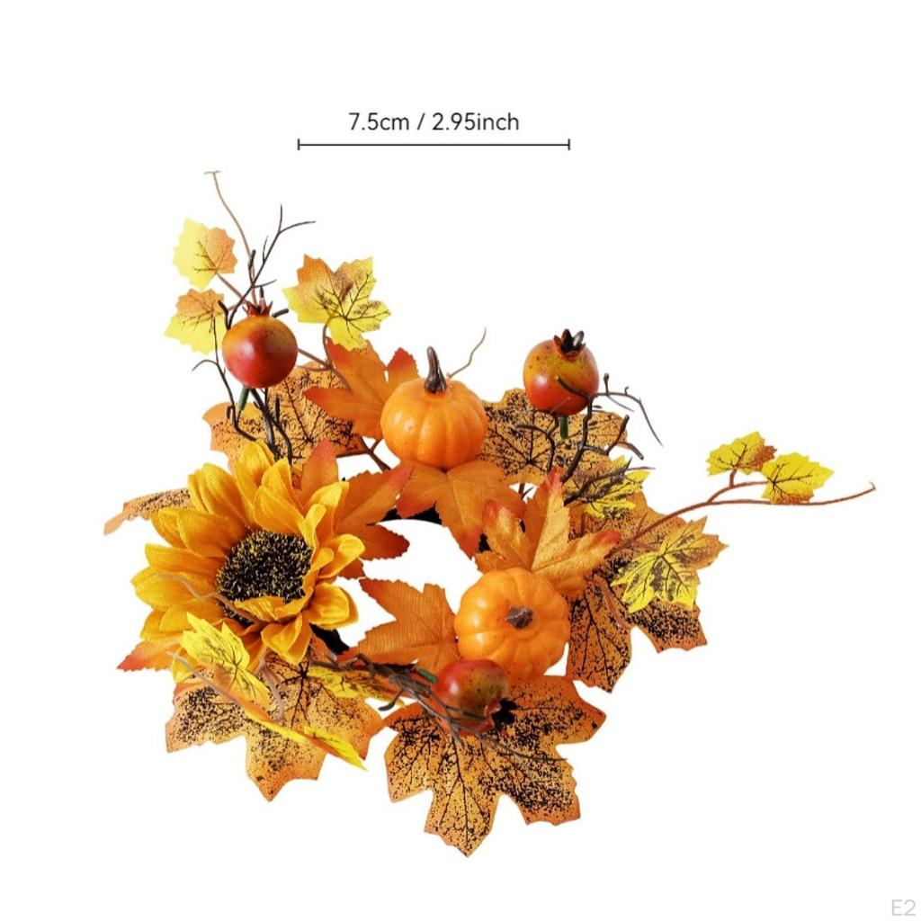 Candle Ring Artificial Wreath Fall for Festival Living Room Farmhouse