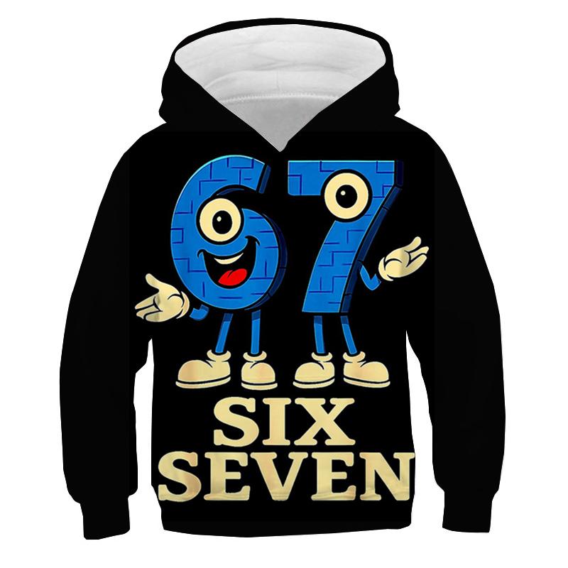 Kids Hoodies Funny Number 67 Print Sweatshirts Boys Girls Tracksuit Six Seven 67 3D Print Long Sleeve Pullover Children Clothes