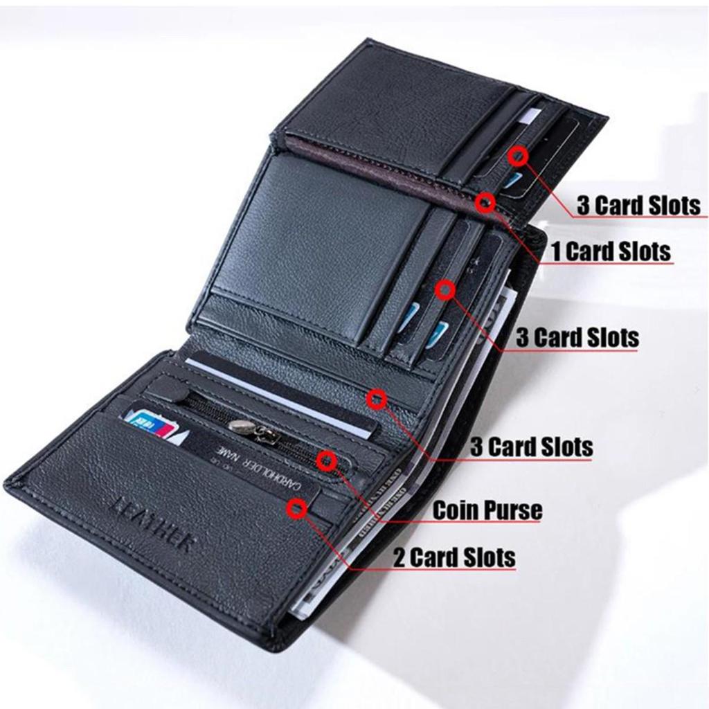 Men's RFID-Blocking Genuine Leather Trifold Wallet/Card Holder with Money Clip