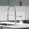 Kitchen Faucet Contemporary Spring Design Single Handle Copper with Pull Down &Out Sprayer in Brushed Nickel