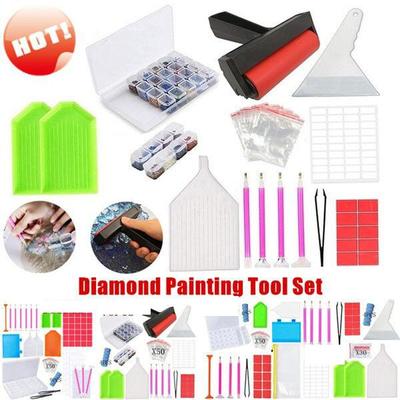 Diamond Painting Tool Kit Adhesive Diamond Cross Stitch Tools Self Sealing Round Drill Accessory Set For DIY Diamond Painting Projects