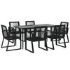 VidaXL Ensemble à manger de jardin 7 pcs Noir Rotin PVC, ensemble de salle à manger, ensemble de salle à manger d'extérieur, 3156549