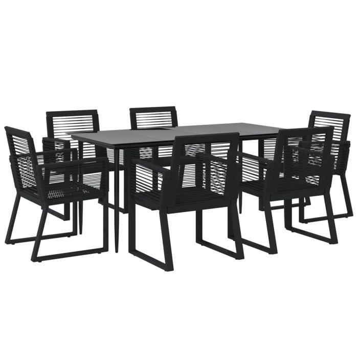 VidaXL Ensemble à manger de jardin 7 pcs Noir Rotin PVC, ensemble de salle à manger, ensemble de salle à manger d'extérieur, 3156549
