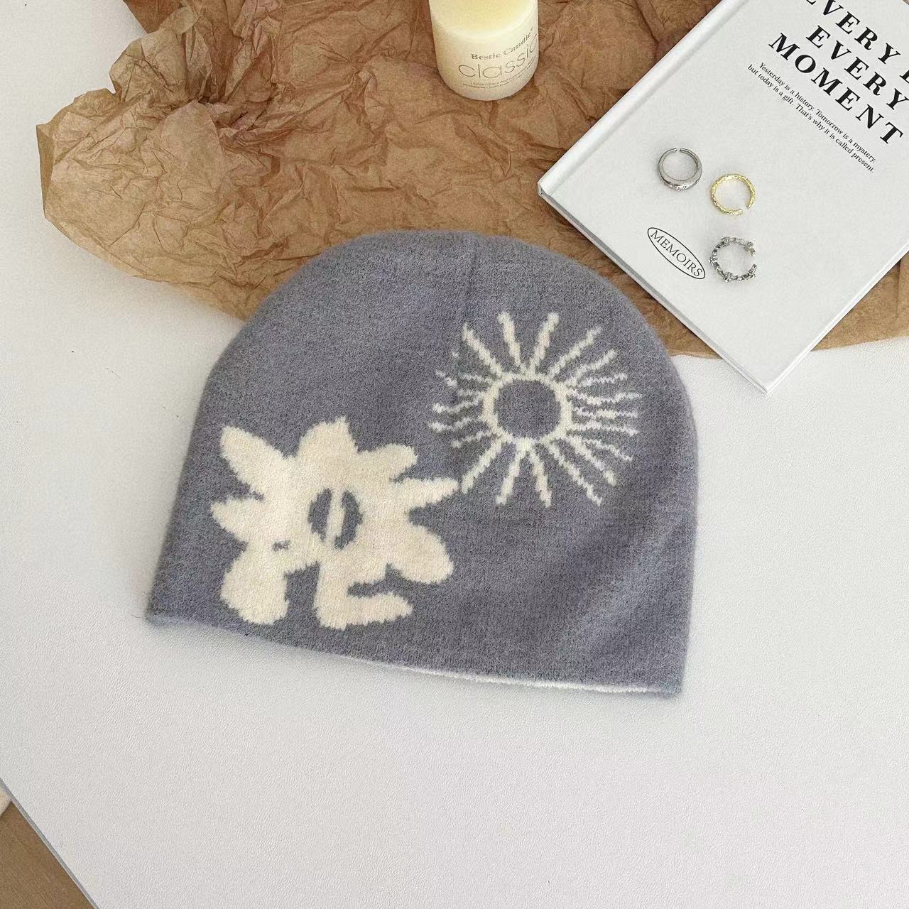 

Модная брендовая шерстяная шапка с подсолнухом мужская и женская осенне-зимняя уличная личность пуловер холодная шапка хип-хоп скейтборд сумка головная шапка Adult (55-58cm) серый