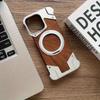 Phone Case For iPhone 16 15 14 Pro Max Plus Made of Aluminum Alloy and Natural Walnut.It Has Metal Shatter-Resistant Frame, 360° Rotatable Ring Cover