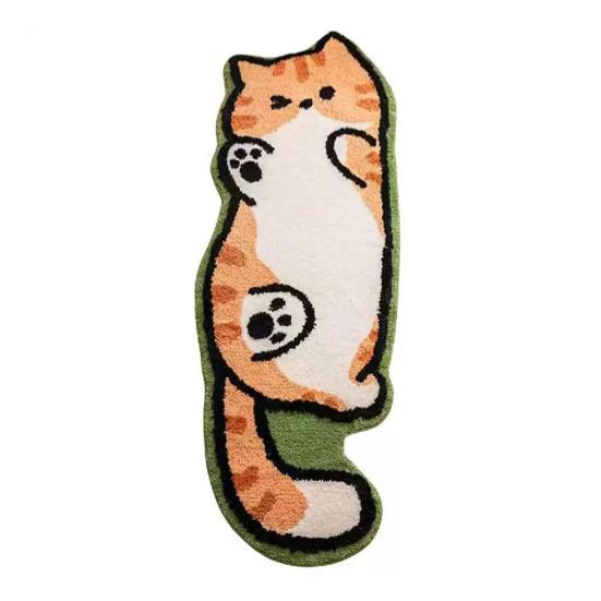 Plush Cat Rug Cute Cartoon Kitten Floor Mat Anti-Slip Soft Bedside Rug for Bedroom Living Room Playroom Kids Room Decor