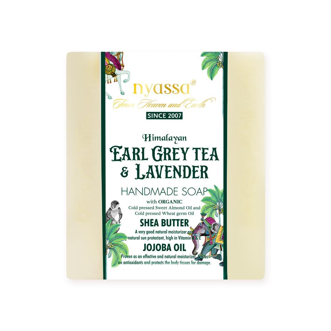 Nyassa Luxurious Earl Grey Tea & Lavender Handmade Natural Bathing Soap | Shea Butter & Jojoba Oil | Calming Fragrance | All Skin Type 150gm