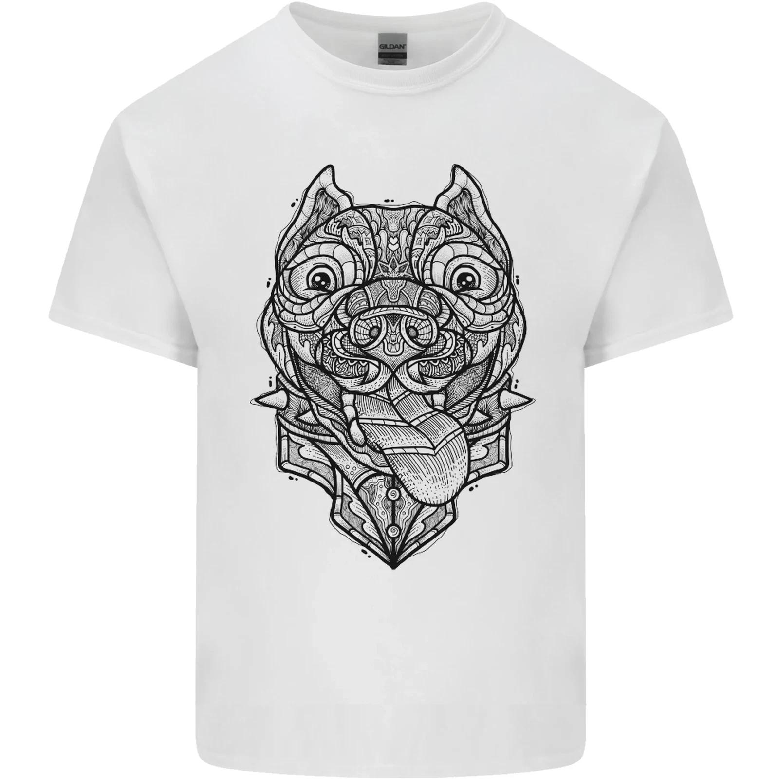 Pitbull Mandala Art Dog Lover Kids T-Shirt Childrens M